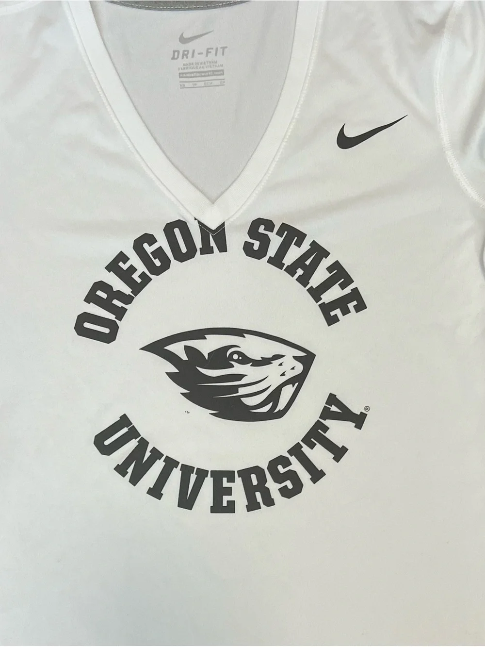Nike Oregon State Beavers Dri-Fit V-Neck T-Shirt Women’s XS White NCAA College